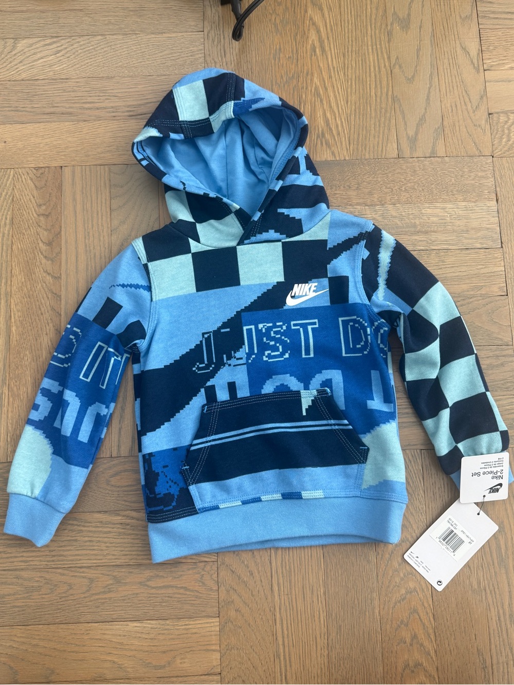 Nike Kids Blue Tone Graphic Hooded Sweatshirt